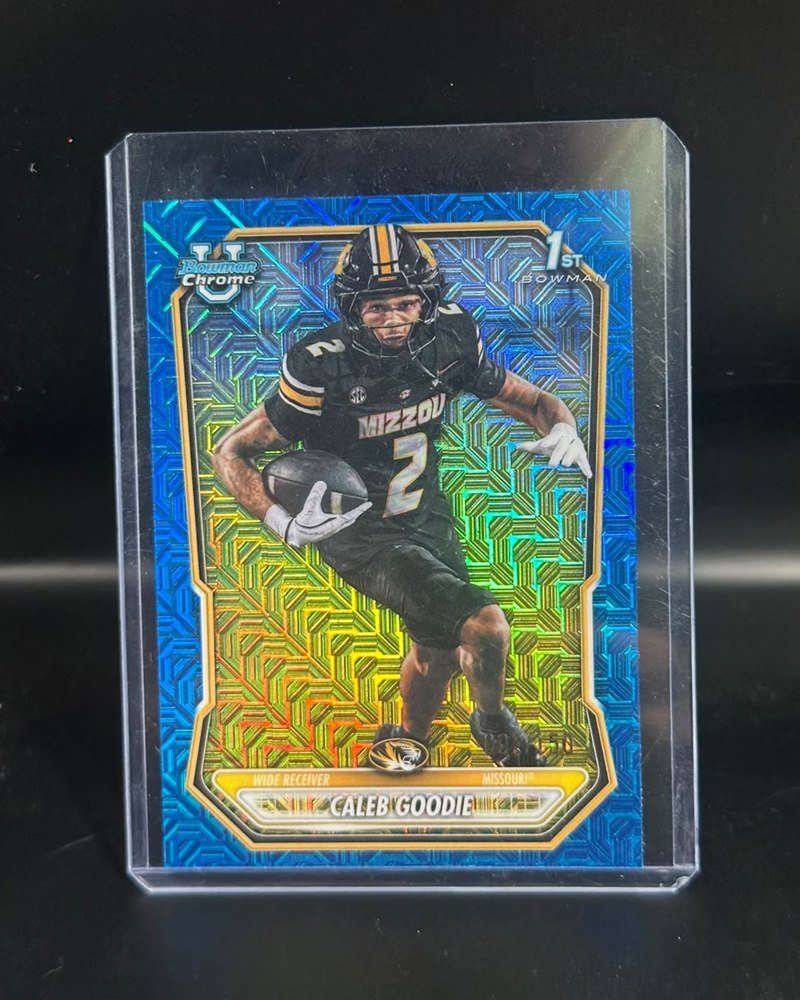 Missouri · Bowman Football 2026, Chrome Prospects BCP-32, 1st Bowman, paralelo Blue Mojo numerado a 150